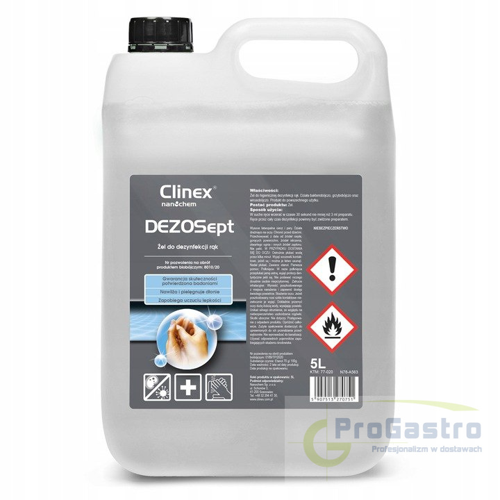 Clinex Dezosept Żel 5l żel do dezynfekcji rąk 70% alkocholu