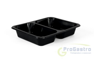 Pojemnik 227x178x50 mm dwudzielny obiadowy do zgrzewu czarny 50 sztuk