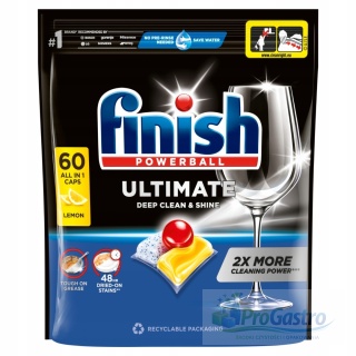 Finish Ultimate All in One Lemon 60 szt. kapsułki do zmywarki Powerball cytrynowe