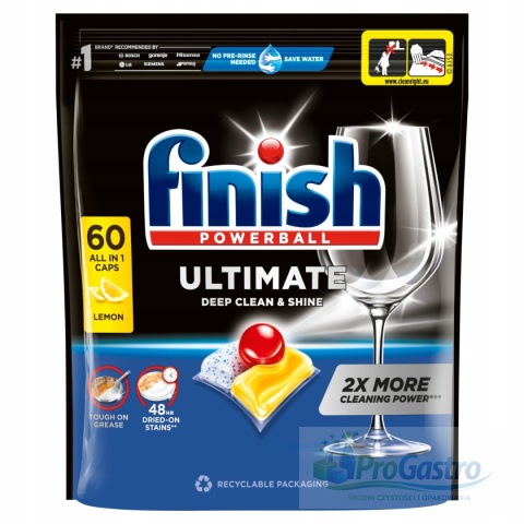 Finish Ultimate All in One Lemon kapsułki do zmywarki 60 sztuk Powerball