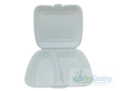 Pojemnik obiadowy menu box z pulpy trzciny cukrowej 2-komorowy 230×205 mm 50 szt.
