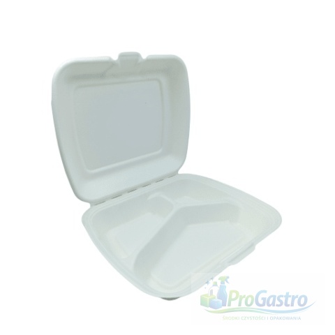 Menu box z trzciny cukrowej 3-komorowy 230x205x40/70 mm 50 sztuk