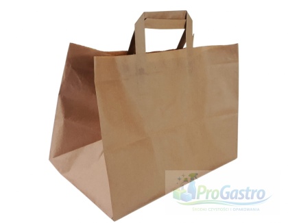 Torba papierowa cateringowa brązowa z płaskim uchem 320x220x250 mm – 250 szt.