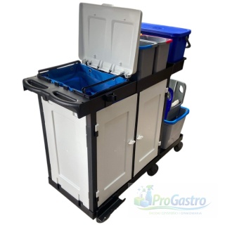 Wózek serwisowy z koszem Jumbo oraz półkami 2x25 l