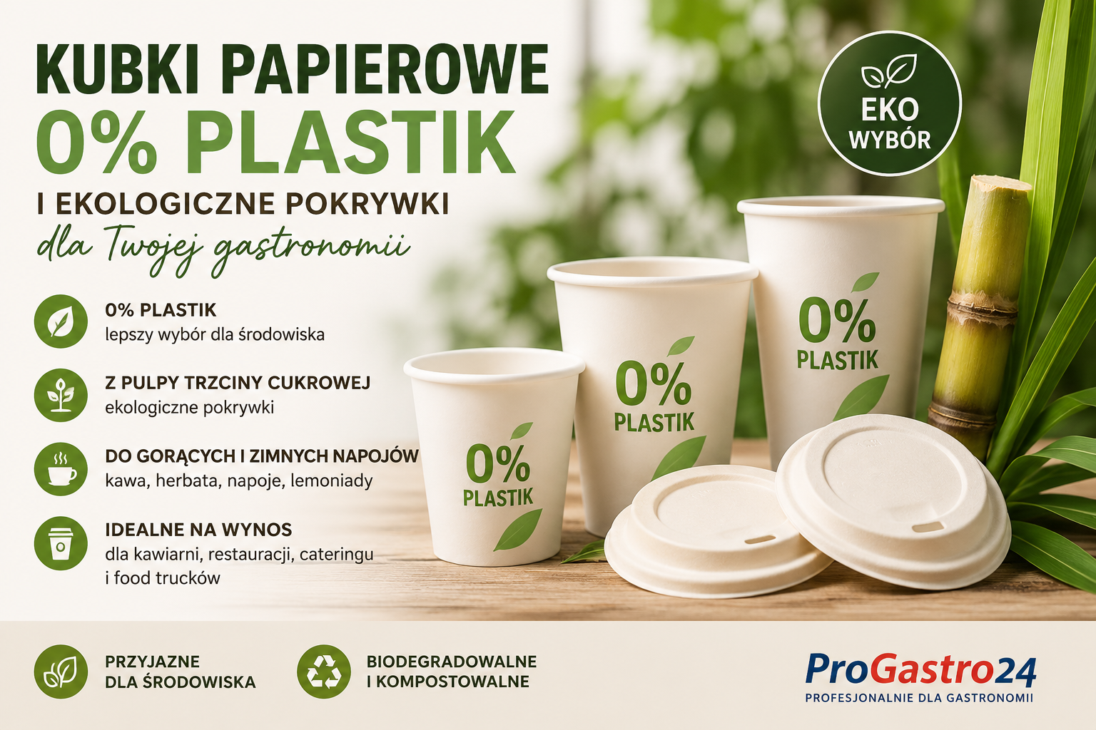 Kubki papierowe 0% plastik i ekologiczne pokrywki – praktyczny wybór dla gastronomii na wynos
